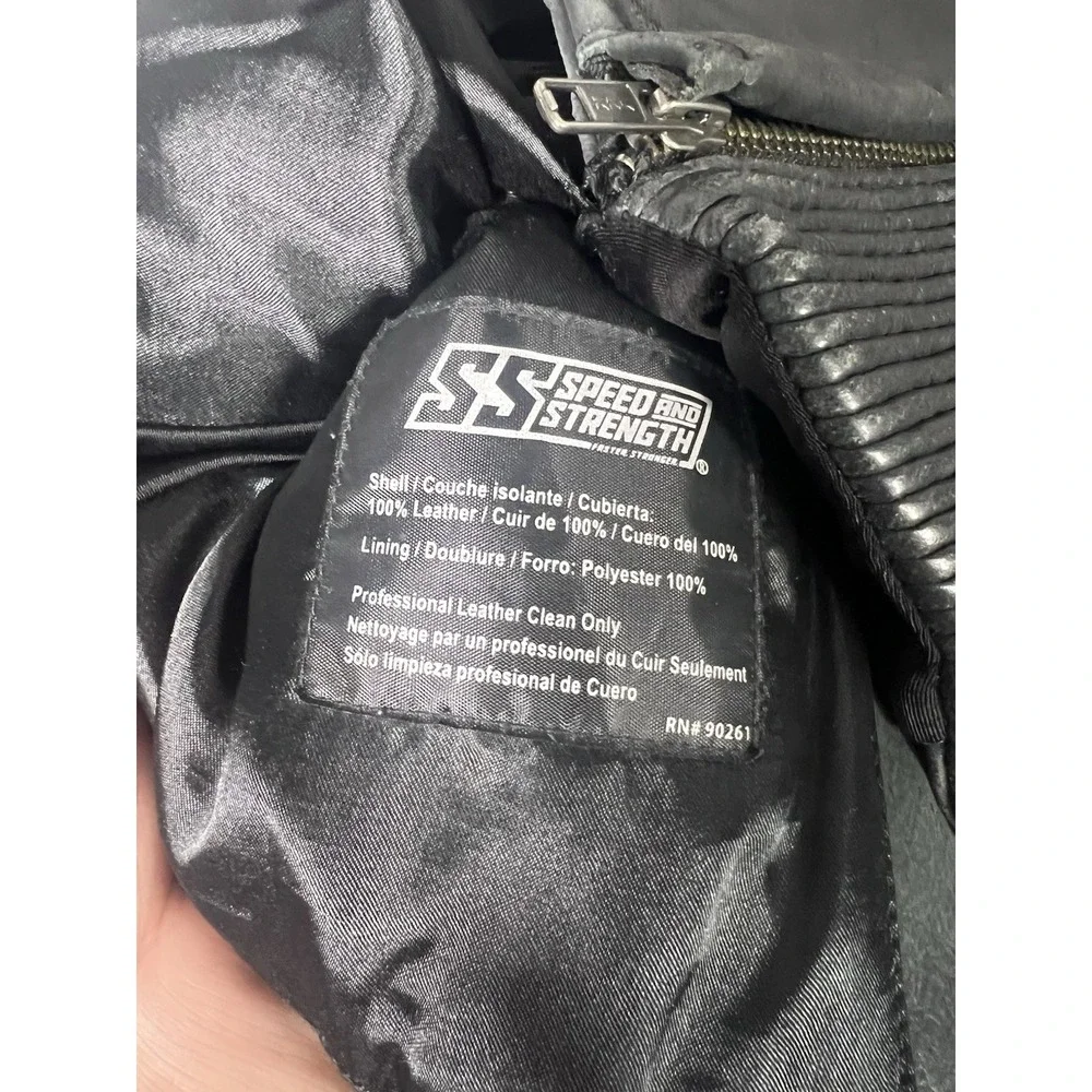 Speed And Strength Hell's Belles Leather Hoodie Vest Women's LARGE Black - Picture 11 of 11